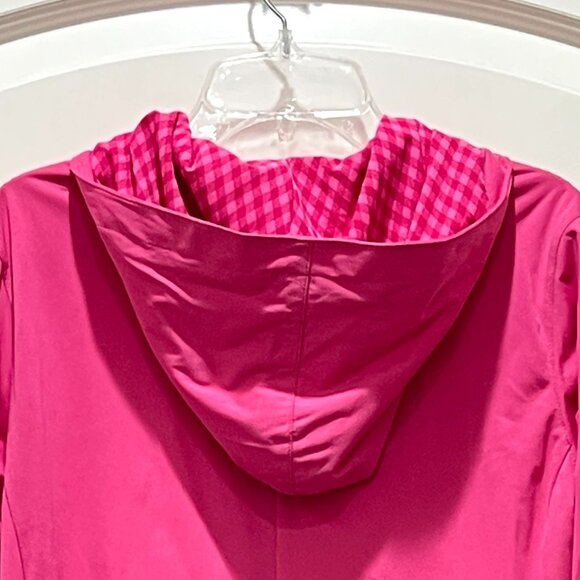 New Nike Golf Medium Jacket Pink Fuchsia Gingham Hood Full Zip Lined - Picture 4 of 7